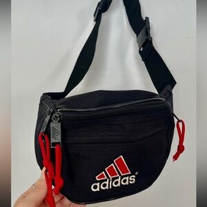Adidas Black Belt Bag with Red Accents